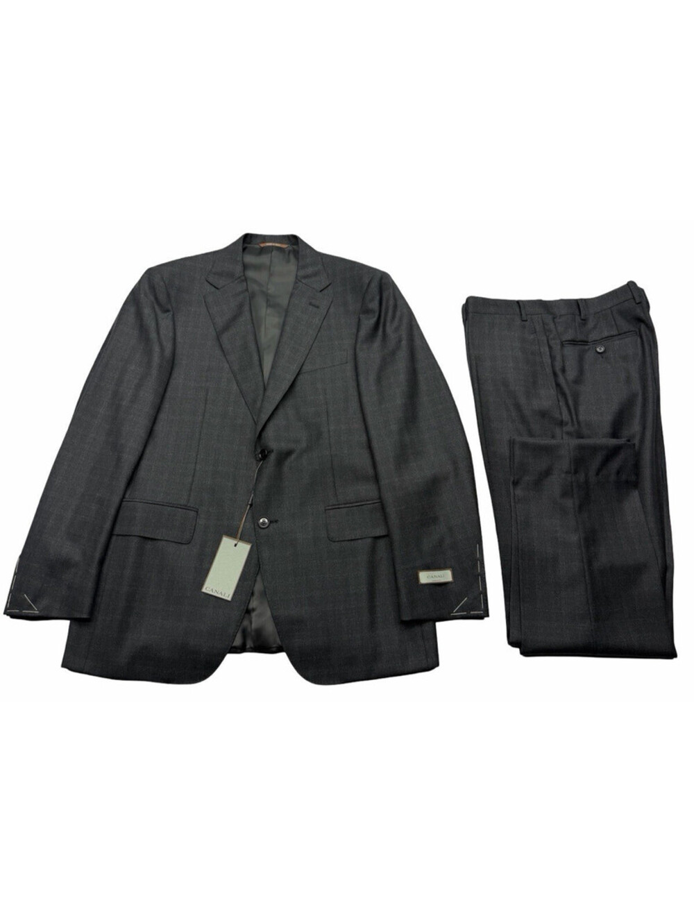 Canali 2 Piece Wool Regular Fit Suit Dark Grey Check EU 52 R - 7 | US 42 | 36 W